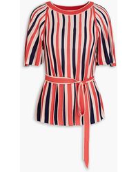 Zimmermann - Postcard Belted Striped Ribbed-knit Top - Lyst