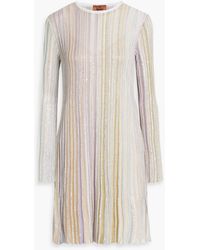 Missoni - Sequin-embellished Striped Ribbed-knit Dress - Lyst