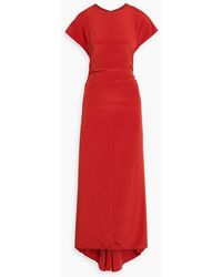 TOVE Erin Gathered Silk-Crepe Maxi Dress in White | Lyst