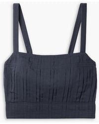 La Ligne - Cropped Pintucked Cotton And Silk-blend Voile Top - Lyst