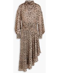 IRO - Asymmetric Leopard-print Devoré-velvet Midi Dress - Lyst