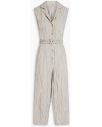 Gentry Portofino - Cropped Crinkled Cotton-blend Twill Jumpsuit - Lyst