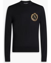 Dolce & Gabbana - Embroidered Wool And Silk-Blend Sweater - Lyst