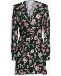 Claudie Pierlot - Wrap-effect Floral-print Crepe De Chine Mini Dress - Lyst