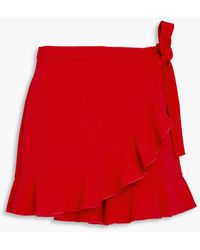 RED Valentino - Skirt-effect Ruffled Stretch-crepe Shorts - Lyst