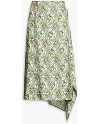 Tory Burch - Printed Silk-Twill Midi Wrap Skirt - Lyst