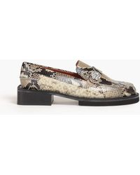 Ganni - Snake-effect Leather Loafers - Lyst