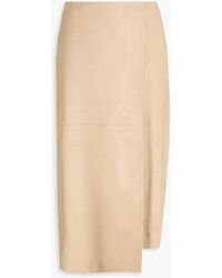 By Malene Birger - Hannas Wrap-effect Snake-effect Leather Midi Skirt - Lyst