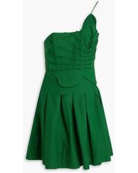 FARM Rio - One-shoulder Pleated Linen-blend Mini Dress - Lyst