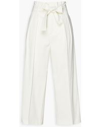 RED Valentino - Cropped Pleated Twill Straight-leg Pants - Lyst