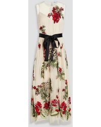 RED Valentino - Belted Embroidered Point D'esprit Midi Dress - Lyst