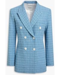 Sandro - Doppelreihiger blazer aus tweed aus einer baumwollmischung - Lyst