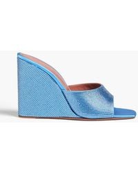 AMINA MUADDI - Lupita Iridescent Crystal-embellished Satin Wedge Mules - Lyst
