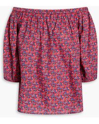 Ba&sh - Fustave schulterfreies hemd aus baumwollpopeline mit floralem print - Lyst