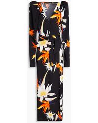 ROTATE BIRGER CHRISTENSEN - Floral-print Satin-jacquard Midi Wrap Dress - Lyst