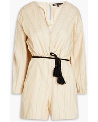 Maje - Wrap-effect Pinstriped Twill Playsuit - Lyst