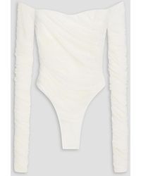 Mugler - Ruched Stretch-Tulle Bodysuit - Lyst