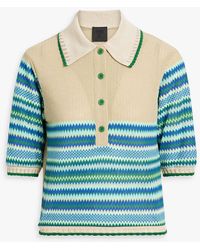 Anna Sui - Crochet-knit Cotton-blend Polo Shirt - Lyst