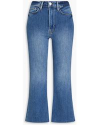 FRAME - Le Crop Flare Cropped Faded High-rise Kick-flare Jeans - Lyst