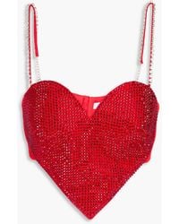 Area - Cropped Crystal-embellished Wool-blend Crepe Bustier Top - Lyst