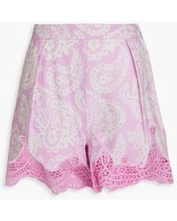 Maje - Shorts aus einer leinenmischung mit paisley-print - Lyst