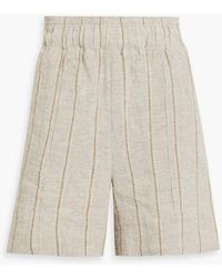 Brunello Cucinelli - Metallic Striped Linen Shorts - Lyst