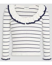 Claudie Pierlot - Ruffled Striped Knitted Sweater - Lyst