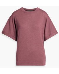 Brunello Cucinelli - Bead-embellished Metallic Cashmere-blend T-shirt - Lyst