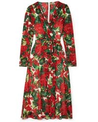 Dolce & Gabbana - Wickelkleid aus chiffon aus stretch-seide mit floralem print - Lyst