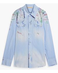 Marni - Striped Embroidered Cotton-poplin Shirt - Lyst