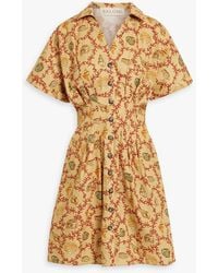 Saloni - Riya Printed Cotton-Poplin Mini Shirt Dress - Lyst