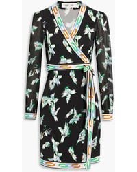 Diane von Furstenberg - Gala Printed Jersey Mini Wrap Dress - Lyst