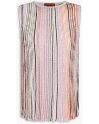 Missoni - Sequin-Embellished Metallic Striped Ribbed-Knit Tank - Lyst