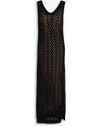 Brunello Cucinelli - Sequin-embellished Open-knit Cotton, Linen And Silk-blend Midi Dress - Lyst