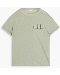 Brunello Cucinelli - Bead-embellished Linen And Silk-blend Jersey T-shirt - Lyst