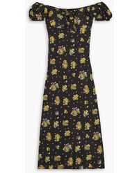 Alessandra Rich - Off-the-shoulder Floral-print Silk-crepe Maxi Dress - Lyst