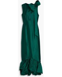 Huishan Zhang - Gathered Wool And Silk-blend Gown - Lyst