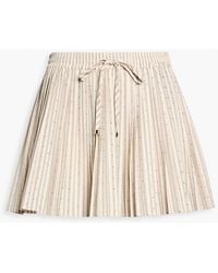 Sandro - Crystal-Embellished Striped Plissé-Woven Mini Skirt - Lyst