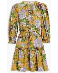 FARM Rio - Ruffled Floral-Print Cotton-Broadcloth Mini Dress - Lyst