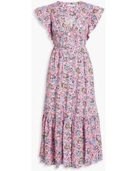 10 Crosby Derek Lam - Greta midikleid aus popeline aus einer baumwollmischung mit floralem print und rüschen - Lyst
