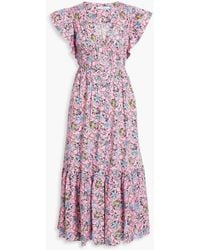 10 Crosby Derek Lam - Greta Ruffled Floral-print Cotton-blend Poplin Midi Dress - Lyst