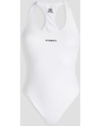 Vetements Cutout Printed Swimsuit - White