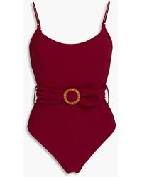 Zimmermann - Belted Ribbed Swimsuit - Lyst