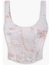 LoveShackFancy - Mori cropped bustier-oberteil aus seiden-charmeuse mit print - Lyst
