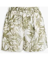 Brunello Cucinelli - Printed Silk-chiffon Shorts - Lyst
