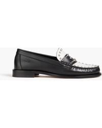 Sandro - Spiked Two-tone Leather Loafers - Lyst
