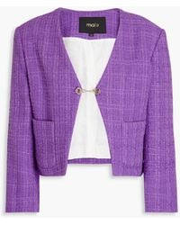 Maje - Cropped Cotton-tweed Jacket - Lyst