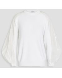 Brunello Cucinelli - Gauze-paneled Ribbed Cotton Sweater - Lyst