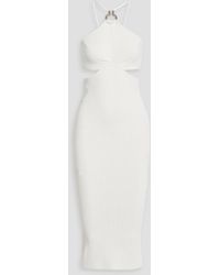 Hervé Léger - Cutout Ring-embellished Ribbed-knit Midi Dress - Lyst