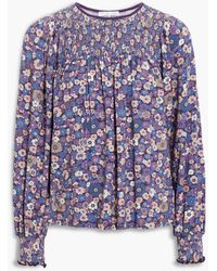 Antik Batik - Antony Shirred Floral-print Stretch-jersey Blouse - Lyst